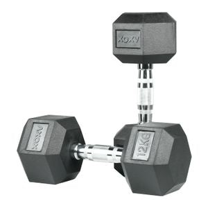 Hex Rubber Coated Dumbbell 12 KG